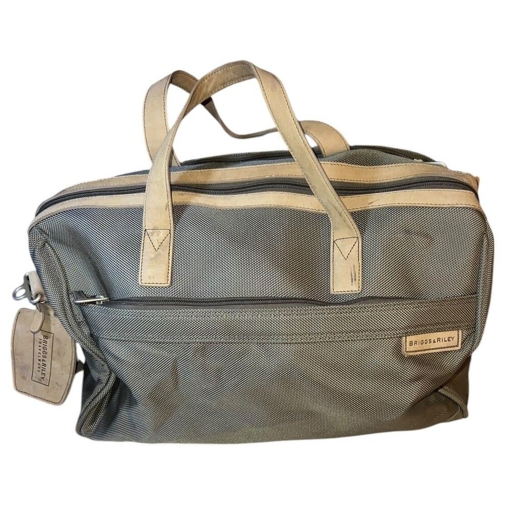 Briggs & Riley Travelware Duffle Carry On Bag Olive Weekender/overnighter ID Tag